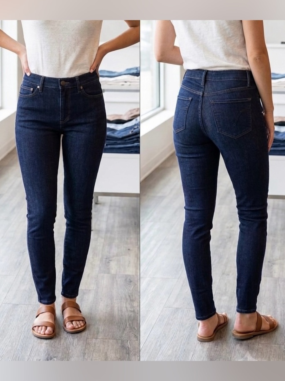 LOFT Dark Indigo High-Rise Skinny Jeans - Deep Blue